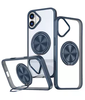 TPU+PC чохол Metal Ring with MagSafe для Apple iPhone 16 (6.1") Синій
