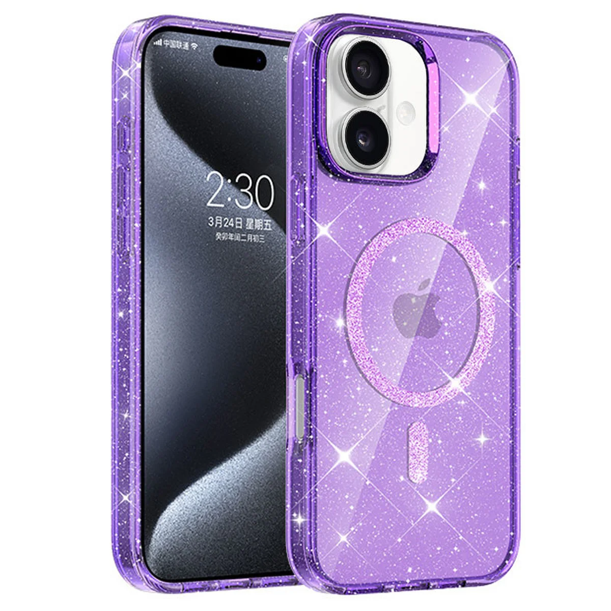 Чехол TPU Eclipse Sparkle (MagFit) для Apple iPhone 16 (6.1") Purple