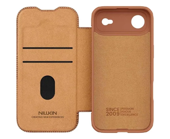 Кожаный чехол-книжка Nillkin Qin Pro Camshield для Apple iPhone 17 Air (6.5") Brown