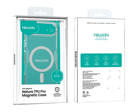TPU чохол Nillkin Nature Pro Magnetic для Apple iPhone 17 Air (6.5") Безбарвний (прозорий)