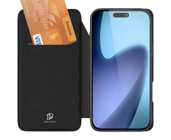 Чохол-книжка Dux Ducis з кишенею для візиток для Apple iPhone 17 Air (6.5") Чорний