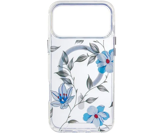 TPU+PC чехол Clear Garden with MagSafe для Apple iPhone 17 Pro Max (6.9") Blue Blossom