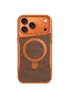TPU+PC чехол Metal Buttons with MagSafe Carbon Ring для Apple iPhone 17 Pro Max (6.9") Оранжевый