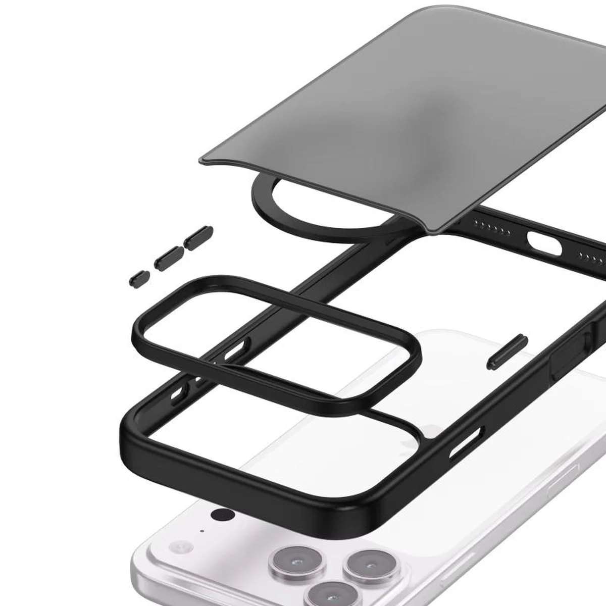 TPU+PC чохол Metal Buttons with MagSafe Colorful для Apple iPhone 17 Pro Max (6.9") Чорний / Black