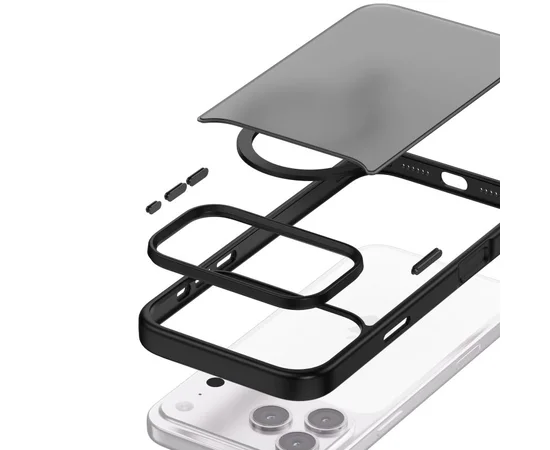 TPU+PC чехол Metal Buttons with MagSafe Colorful для Apple iPhone 17 Pro Max (6.9") Черный / Black