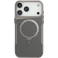 TPU+PC чохол Metal Buttons with MagSafe Carbon Ring для Apple iPhone 17 Pro Max (6.9") Сірий