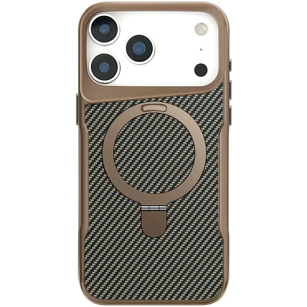 TPU+PC чохол Metal Buttons with MagSafe Carbon Ring для iPhone 17 Pro Max (6.9") Золотий