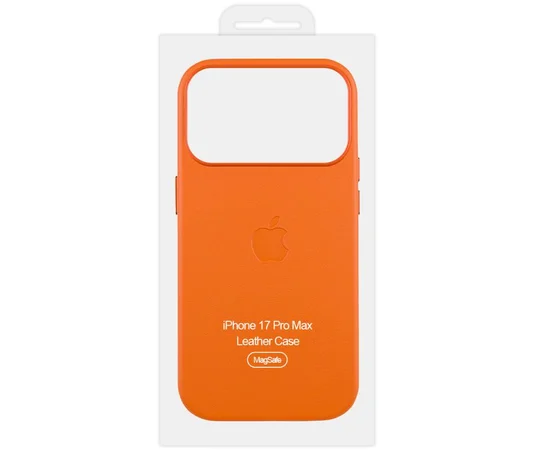 Чехол кожаный Leather Case (AA) with MagSafe and Animation для Apple iPhone 17 Pro Max (6.9") Orange