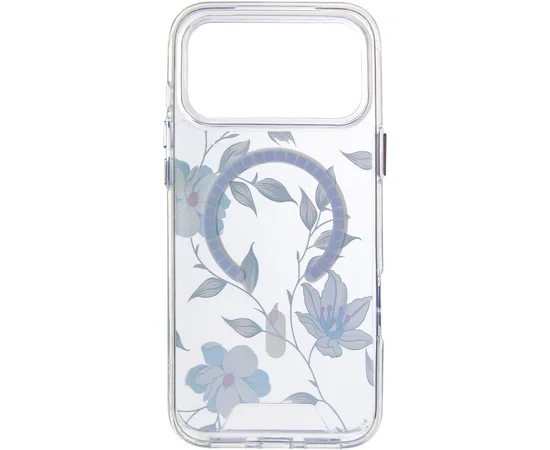 TPU+PC чехол Clear Garden with MagSafe для Apple iPhone 17 Pro Max (6.9") Blue Blossom