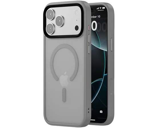 TPU+PC чехол Metal Buttons with MagSafe Colorful для Apple iPhone 17 Pro Max (6.9") Серый / Grey