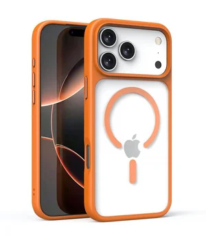 TPU+PC чехол Metal Buttons with MagSafe для Apple iPhone 17 Pro Max (6.9") Оранжевый / Orange