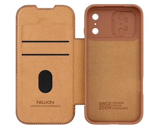 Кожаный чехол-книжка Nillkin Qin Pro Camshield для Apple iPhone 17 Pro Max (6.9") Brown