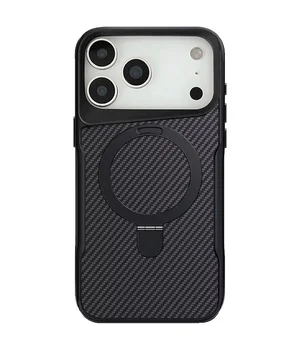TPU+PC чохол Metal Buttons with MagSafe Carbon Ring для Apple iPhone 17 Pro Max (6.9") Чорний