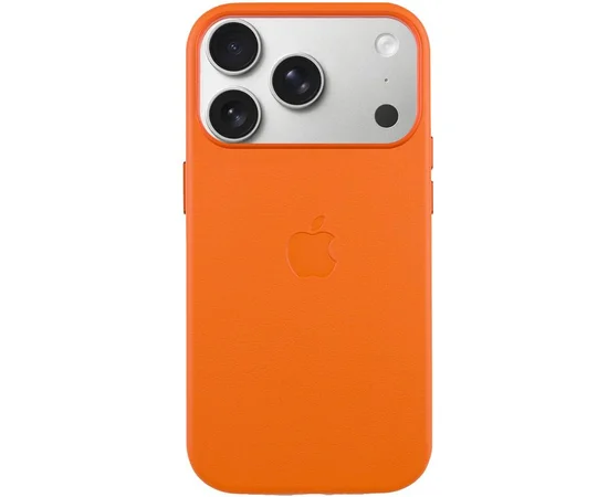 Чохол шкіряний Leather Case (AA) з MagSafe and Animation для Apple iPhone 17 Pro Max (6.9") Orange