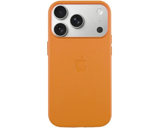 Чехол кожаный Leather Case (AA) with MagSafe and Animation для Apple iPhone 17 Pro Max (6.9") Golden