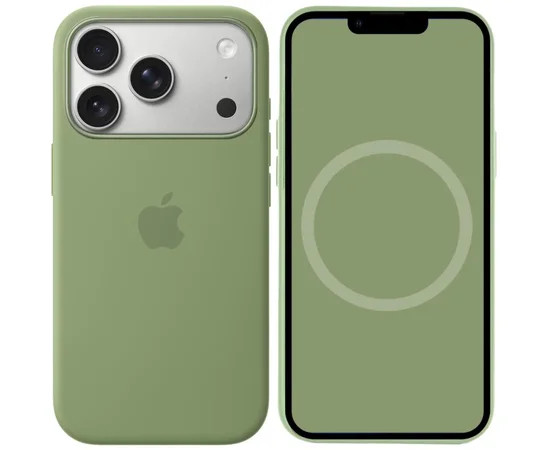 Чехол Silicone case (AAA) with Magsafe and Animation для Apple iPhone 17 Pro (6.3") Light Moss