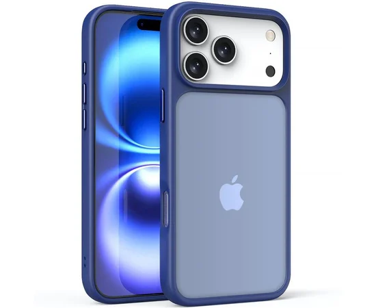 TPU+PC чехол Metal Buttons для Apple iPhone 17 Pro (6.3") Синий / Navy Blue