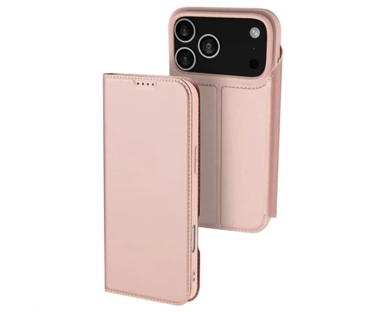 Чехол-книжка Dux Ducis с карманом для визиток для Apple iPhone 17 Pro (6.3") Rose Gold