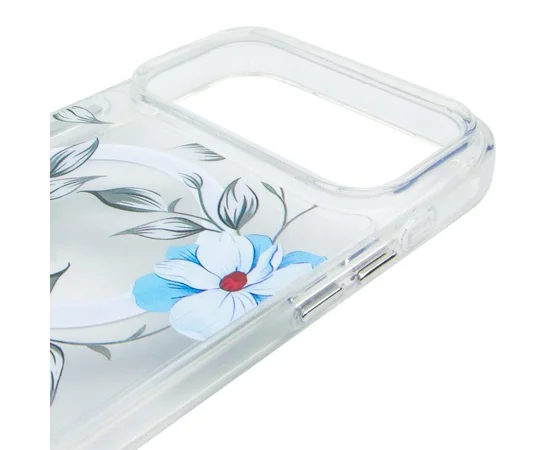 TPU+PC чехол Clear Garden with MagSafe для Apple iPhone 17 Pro (6.3") Blue Blossom