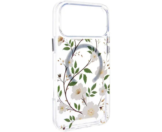 TPU+PC чехол Clear Garden with MagSafe для Apple iPhone 17 Pro (6.3") White Gardenia