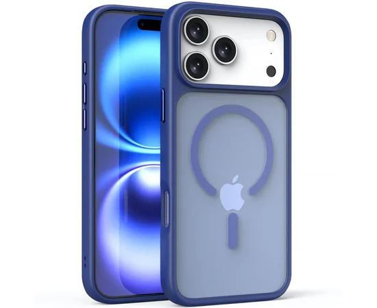 TPU+PC чехол Metal Buttons with MagSafe для Apple iPhone 17 Pro (6.3") Синий / Navy Blue