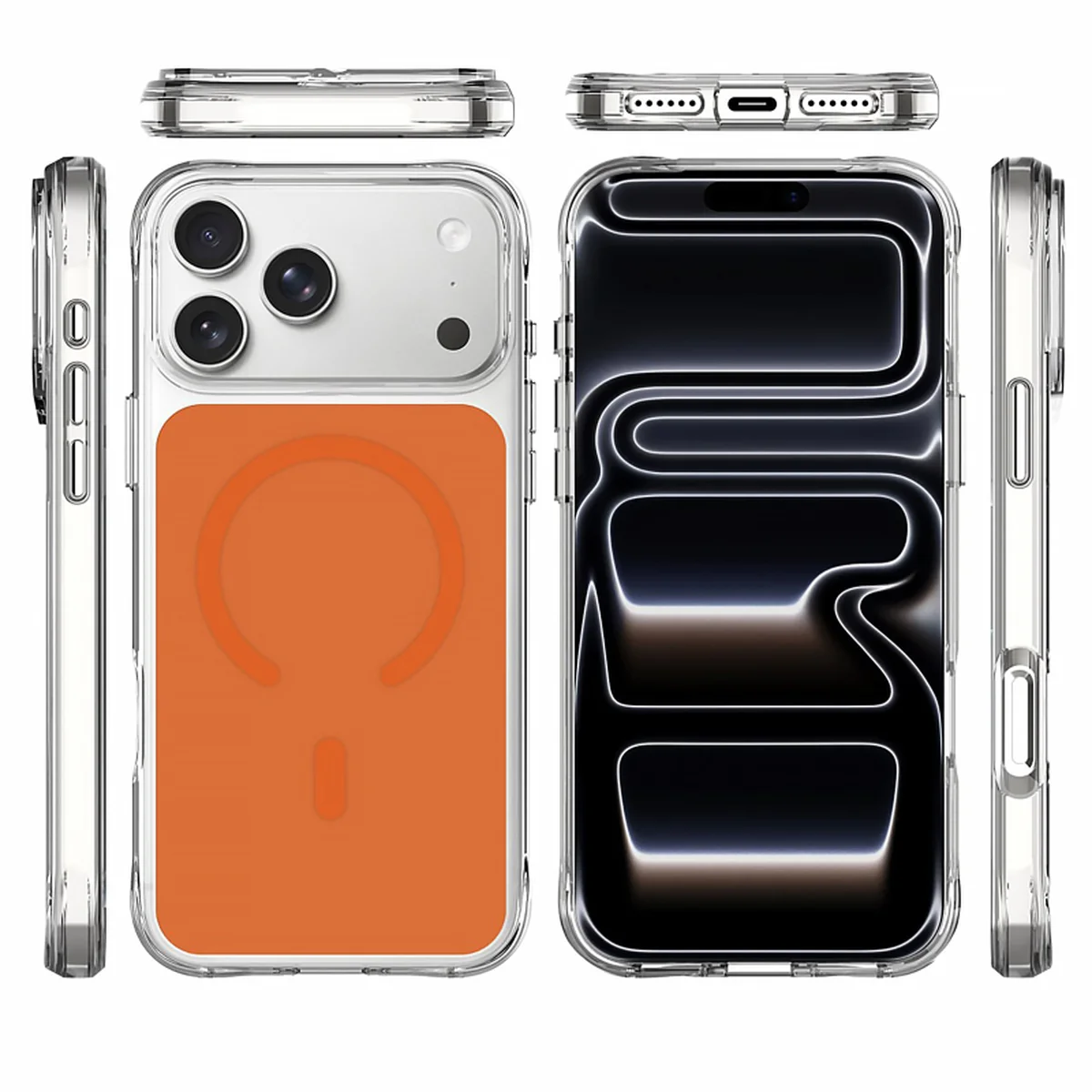 Чехол TPU+PC Space Pure Color with Magnetic Fit для Apple iPhone 17 Pro / 18 Pro (6.3") Orange