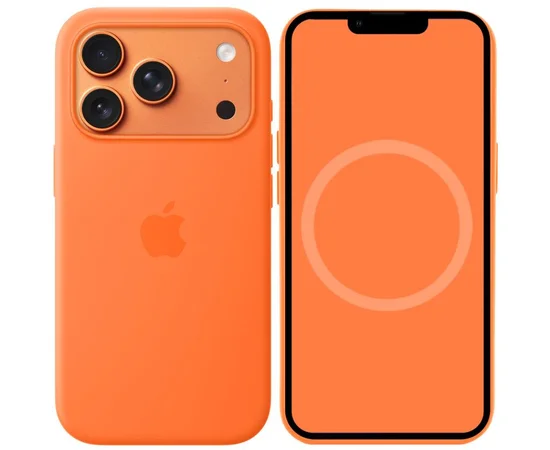 Чехол Silicone case (AAA) with Magsafe and Animation для Apple iPhone 17 Pro (6.3") Orange