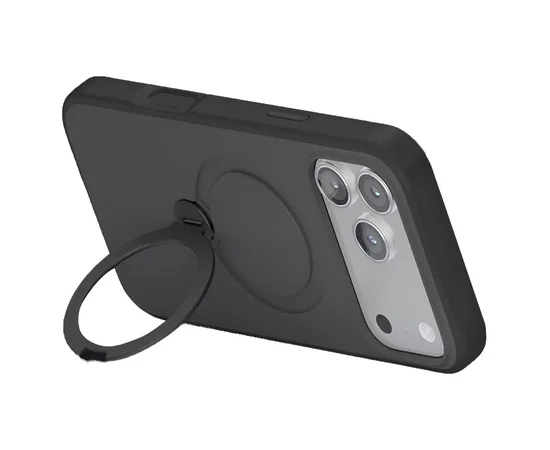 TPU+PC чехол Metal Buttons with MagSafe Colorful HQ Ring для Apple iPhone 17 Pro (6.3") Black