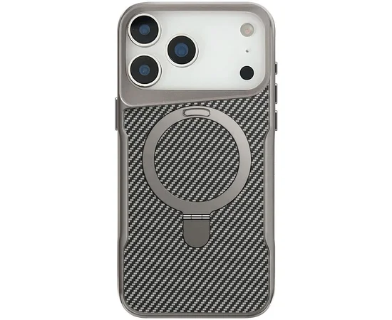 TPU+PC чехол Metal Buttons with MagSafe Carbon Ring для Apple iPhone 17 Pro (6.3") Серый