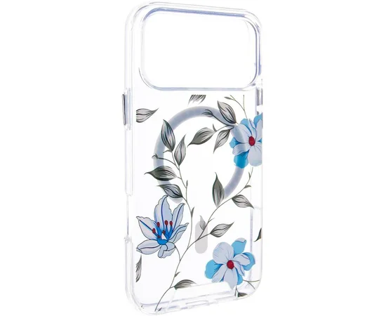 TPU+PC чехол Clear Garden with MagSafe для Apple iPhone 17 Pro (6.3") Blue Blossom