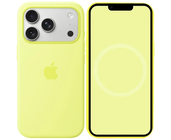 Чехол Silicone case (AAA) with Magsafe and Animation для Apple iPhone 17 Pro (6.3") Neon Yellow