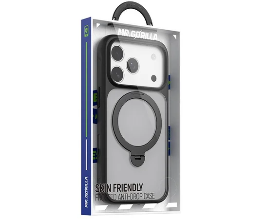 TPU+PC чехол Blueo Skin Friendly 360 Rotatable Stand with MagSafe для Apple iPhone 17 Pro (6.3") Black