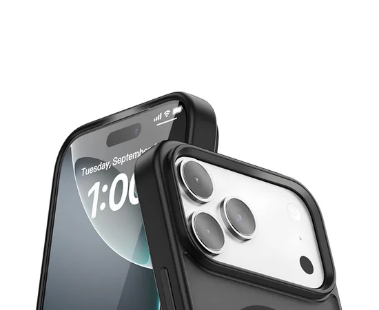 TPU+PC чехол Metal Buttons with MagSafe Colorful для Apple iPhone 17 Pro (6.3") Черный / Black