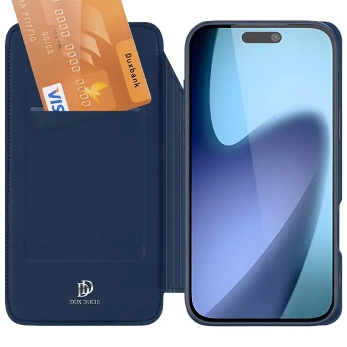 Чохол-книга Dux Ducis з кишенею для візиток для Apple iPhone 17 Pro (6.3") Синій