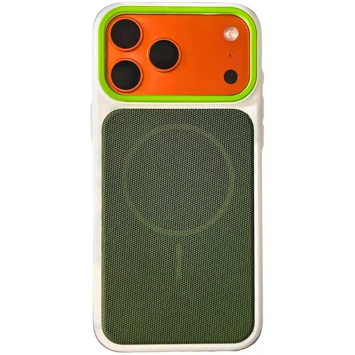 Чехол TPU TechWoven Hybrid with MagSafe для Apple iPhone 17 Pro (6.3") White / Green