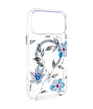 TPU+PC чохол Clear Garden with MagSafe для Apple iPhone 17 Pro (6.3") Blue Blossom