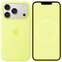 Чохол Silicone case (AAA) with Magsafe and Animation для Apple iPhone 17 Pro (6.3") Neon Yellow