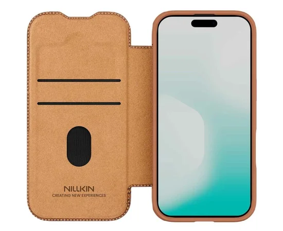Кожаный чехол-книжка Nillkin Qin Pro Camshield для Apple iPhone 17 (6.3") Brown