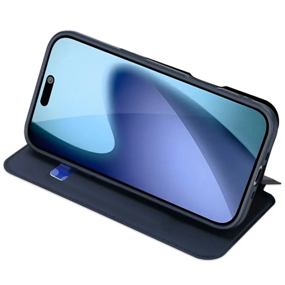 Чехол-книжка Dux Ducis с карманом для визиток для Apple iPhone 17 (6.3") Синий