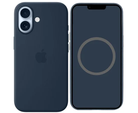 Чехол Silicone case (AAA) with Magsafe and Animation для Apple iPhone 17 (6.3") Midnight