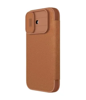 Кожаный чехол-книжка Nillkin Qin Pro Camshield для Apple iPhone 17 (6.3") Brown