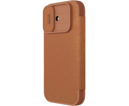 Кожаный чехол-книжка Nillkin Qin Pro Camshield для Apple iPhone 17 (6.3") Brown