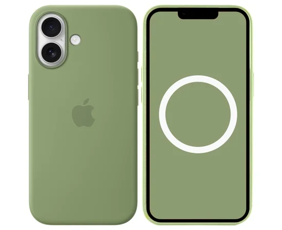 Чехол Silicone case (AAA) with Magsafe and Animation для Apple iPhone 17 (6.3") Light Moss