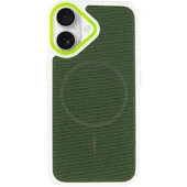 Чехол PC TechWoven Hybrid with MagSafe для Apple iPhone 17 (6.3") White / Green