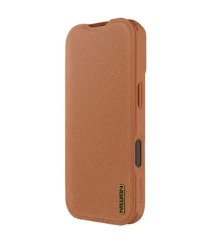 Кожаный чехол-книжка Nillkin Qin Pro Camshield для Apple iPhone 17 (6.3") Brown