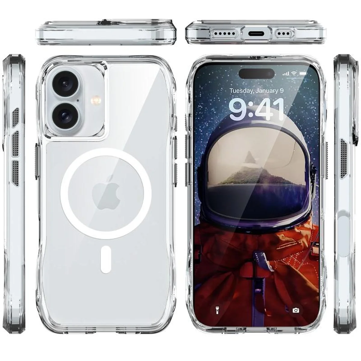 Чехол TPU Space Octagon with MagSafe для Apple iPhone 17 (6.3") Clear