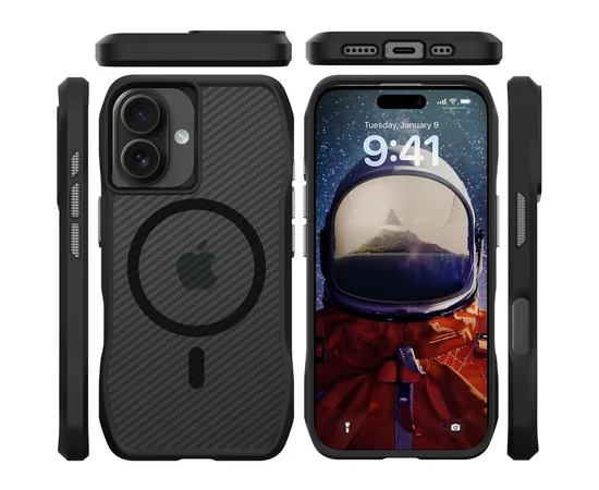 Чехол TPU Space Octagon with MagSafe для Apple iPhone 17 (6.3") Carbon Black