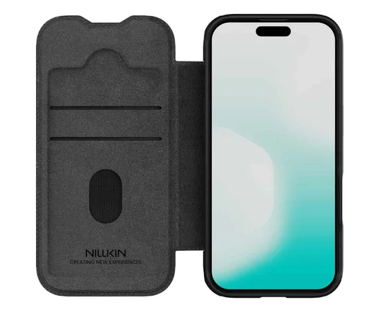Кожаный чехол-книжка Nillkin Qin Pro Camshield для Apple iPhone 17 (6.3") Black