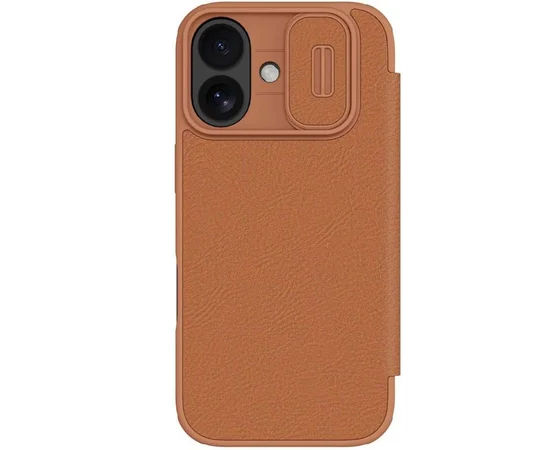 Кожаный чехол-книжка Nillkin Qin Pro Camshield для Apple iPhone 17 (6.3") Brown