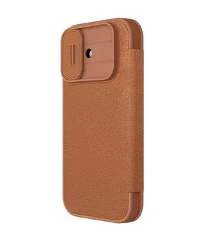 Кожаный чехол-книжка Nillkin Qin Pro Camshield для Apple iPhone 17 (6.3") Brown